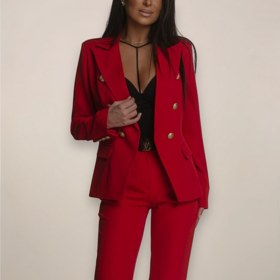 Women’s Two-Piece Blazer Suit – Elegant Tailored Set for Work and Formal Occasions