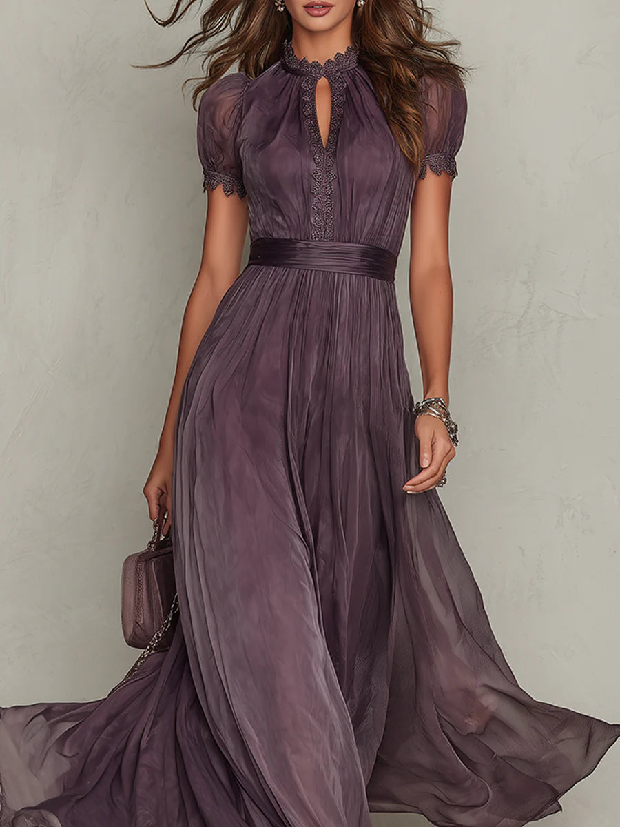 Purple Chiffon Maxi Dress – Flowing Evening Style