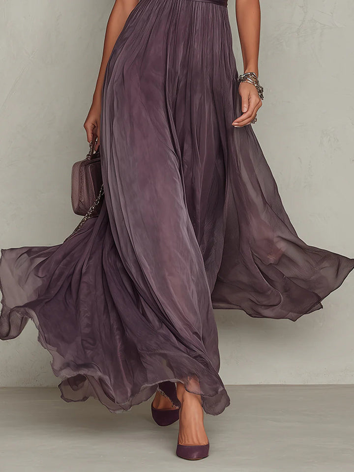 Purple Chiffon Maxi Dress – Flowing Evening Style