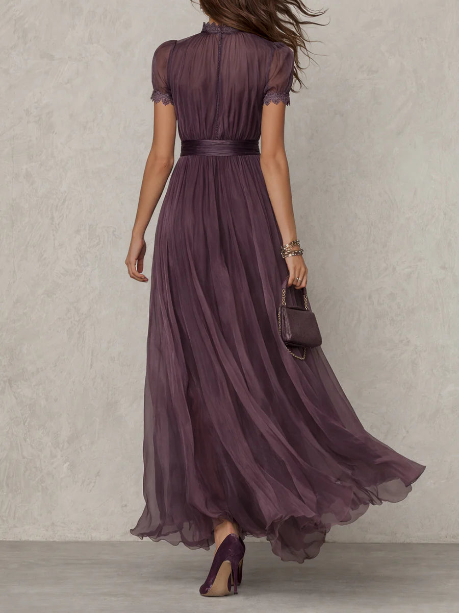 Purple Chiffon Maxi Dress – Flowing Evening Style
