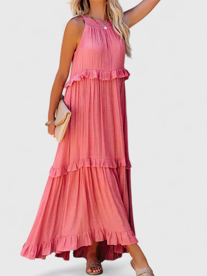 Sleeveless Ruffle Detail Maxi Dress