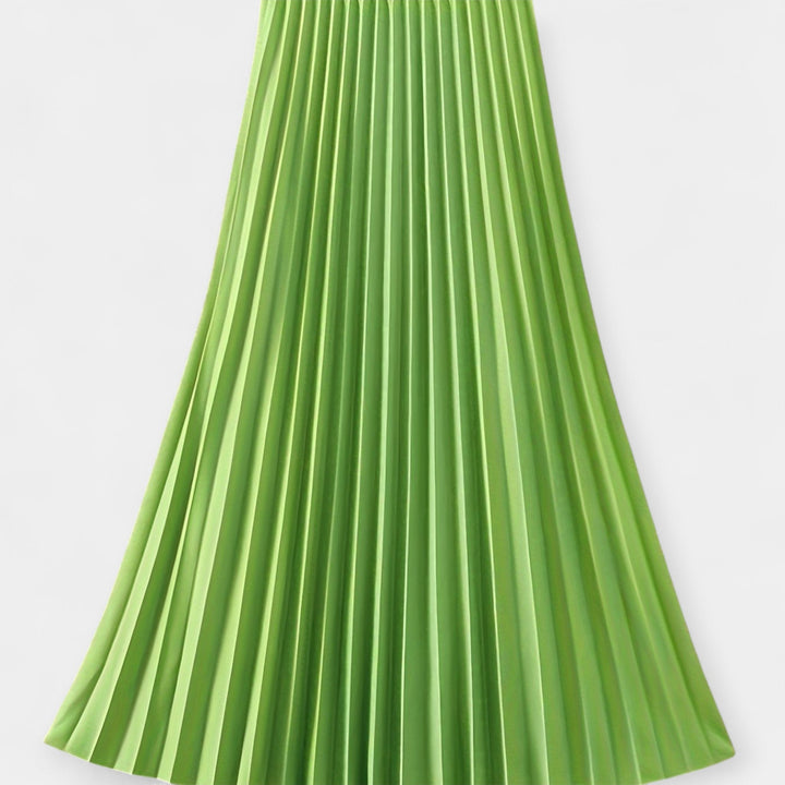 Pleated Satin Maxi Skirt