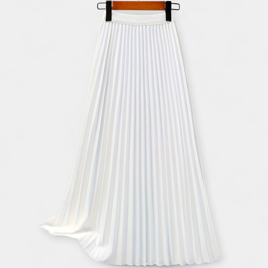 Pleated Satin Maxi Skirt