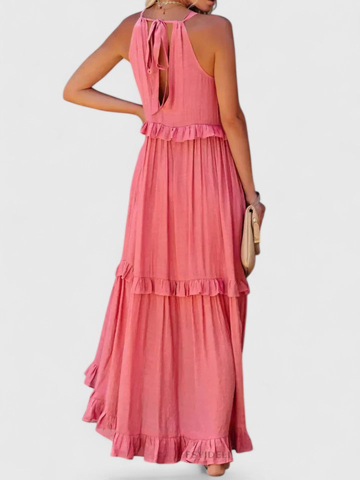 Sleeveless Ruffle Detail Maxi Dress