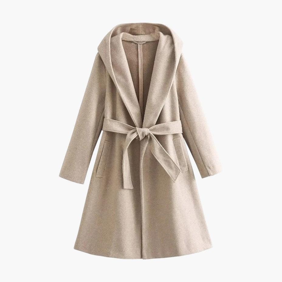Genevra | Practical Hooded Trenchcoat with Belted Waist and Button Fastening