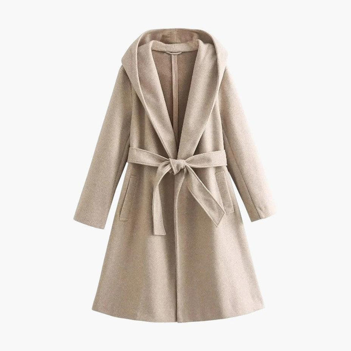 Genevra | Practical Hooded Trenchcoat with Belted Waist and Button Fastening