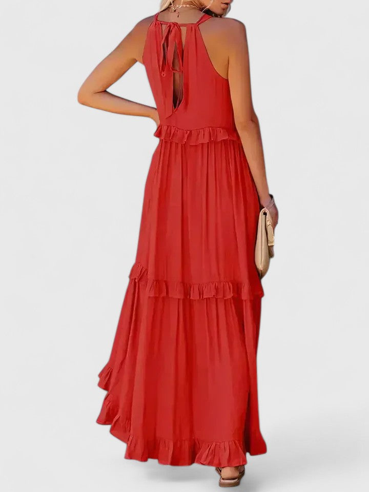 Sleeveless Ruffle Detail Maxi Dress