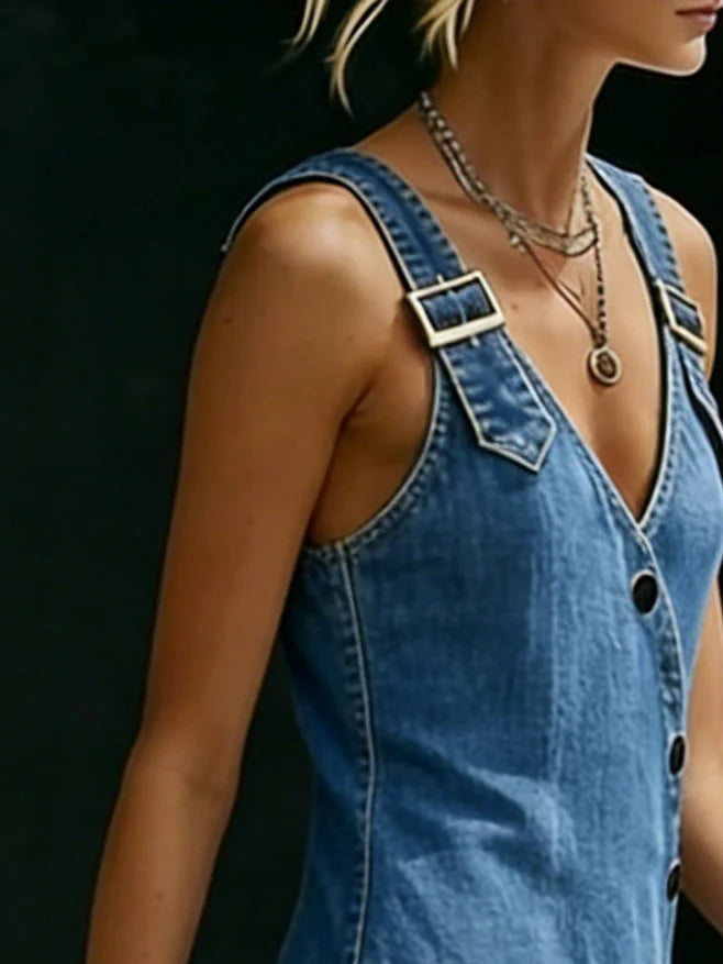 Niamh | Long Button-Down Denim Dress