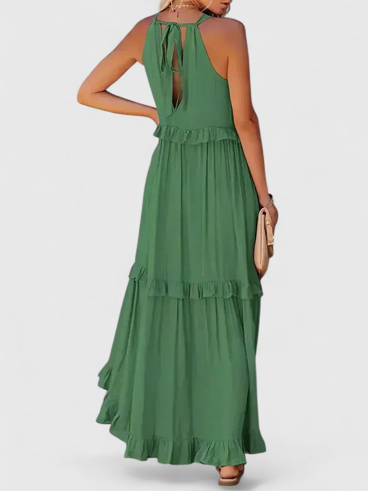 Sleeveless Ruffle Detail Maxi Dress