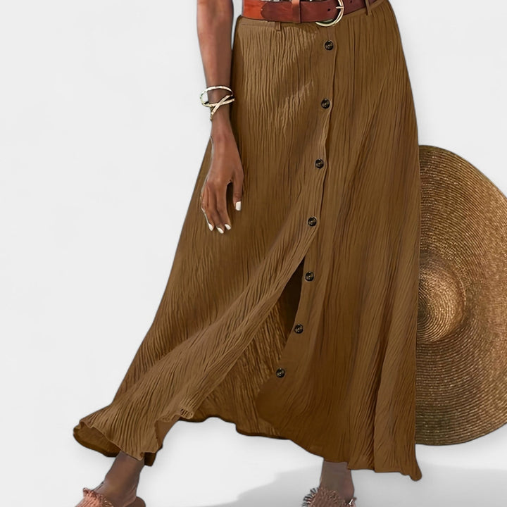 Long Semi-Transparent Skirt with Opening