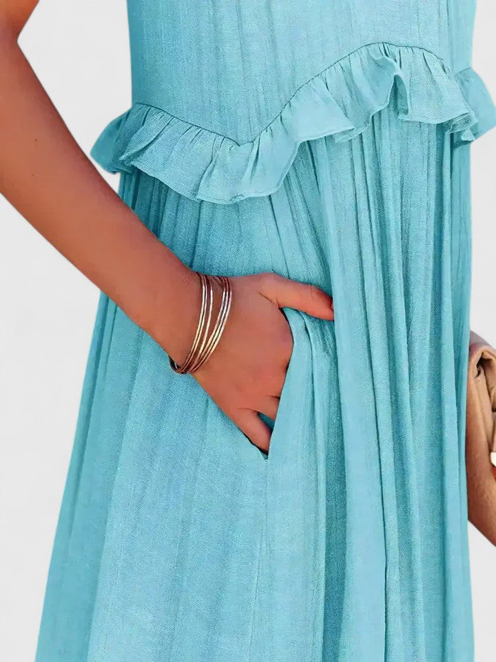 Sleeveless Ruffle Detail Maxi Dress