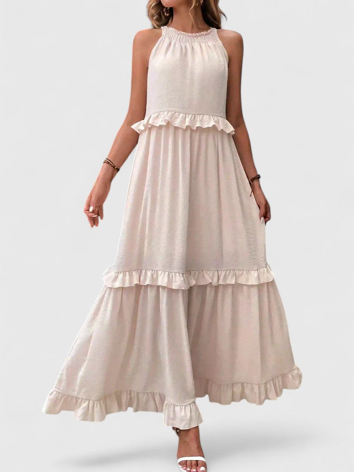 Sleeveless Ruffle Detail Maxi Dress
