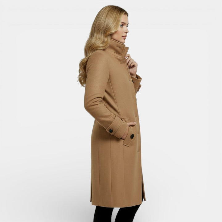 Philippa | Elegant Wool Trenchcoat with High Collar and Slim Fit
