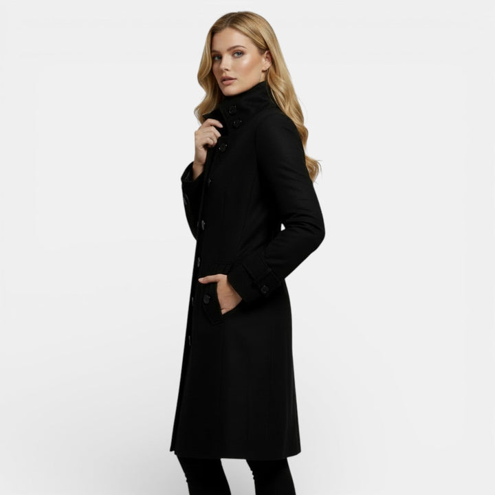 Philippa | Elegant Wool Trenchcoat with High Collar and Slim Fit