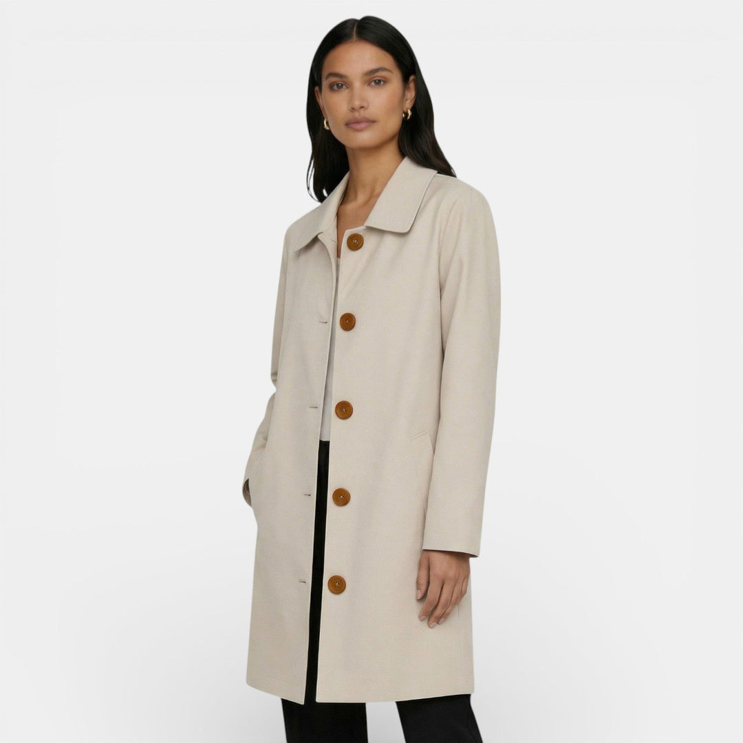 Thomasina | Elegant Midi Trench Coat with Modern Cut and Flattering Silhouette