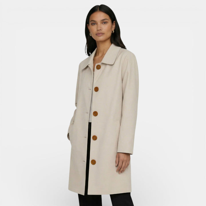Thomasina | Elegant Midi Trench Coat with Modern Cut and Flattering Silhouette