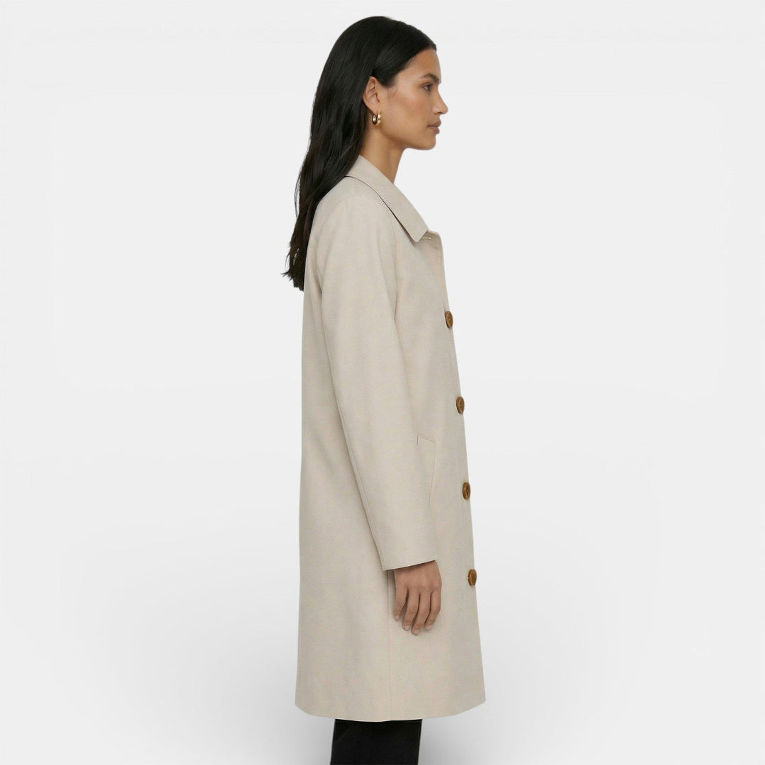 Thomasina | Elegant Midi Trench Coat with Modern Cut and Flattering Silhouette