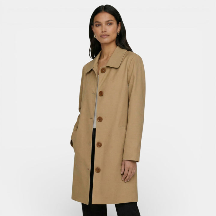Thomasina | Elegant Midi Trench Coat with Modern Cut and Flattering Silhouette
