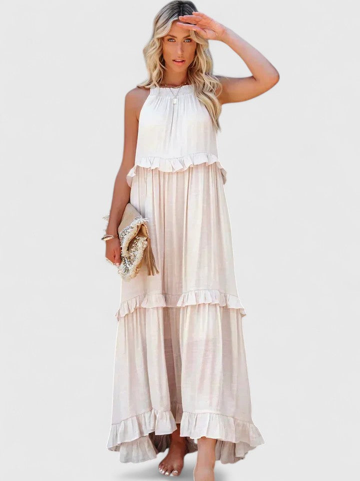 Sleeveless Ruffle Detail Maxi Dress
