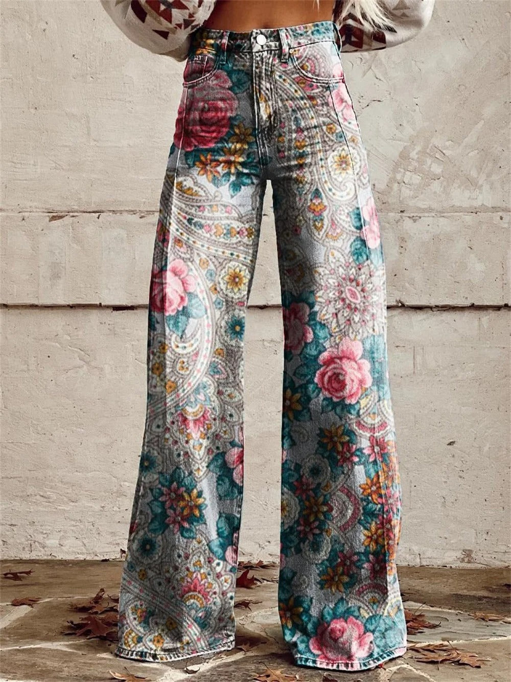 Alyssa | Vintage Floral Wide-Leg Pants