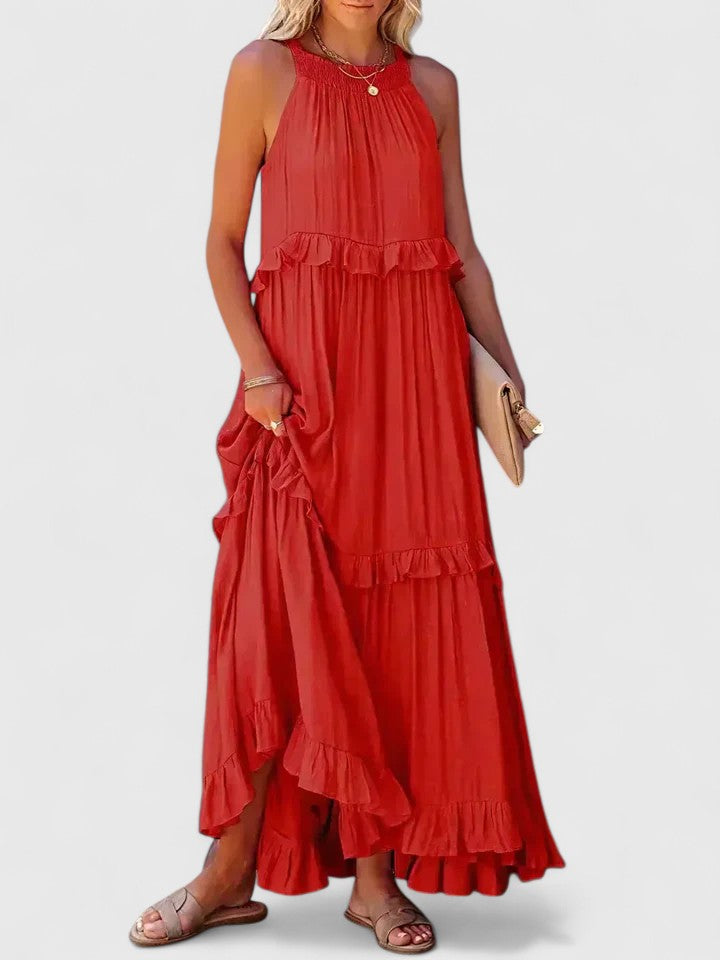 Sleeveless Ruffle Detail Maxi Dress