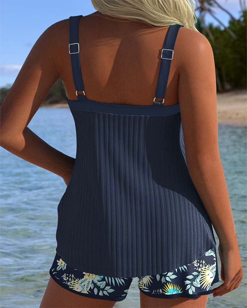 Serafina - Striped Tankini with Bikini Bottom in Two Pieces