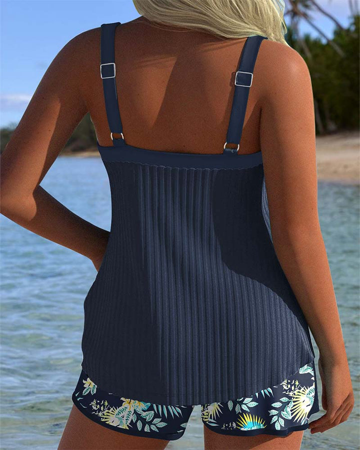 Serafina - Striped Tankini with Bikini Bottom in Two Pieces