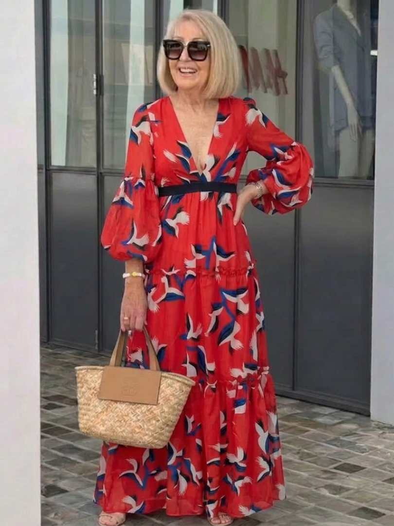 Tie Waist Long Sleeve Maxi Dress