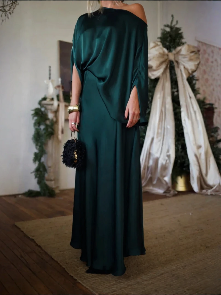 Elegant Draped Maxi Set