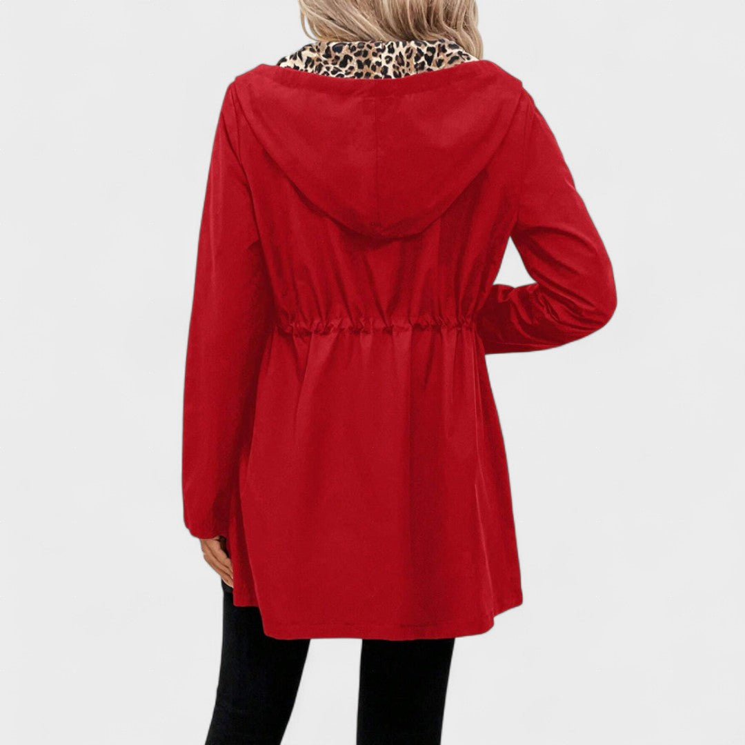 Evie | Reversible hooded jacket with leopard print