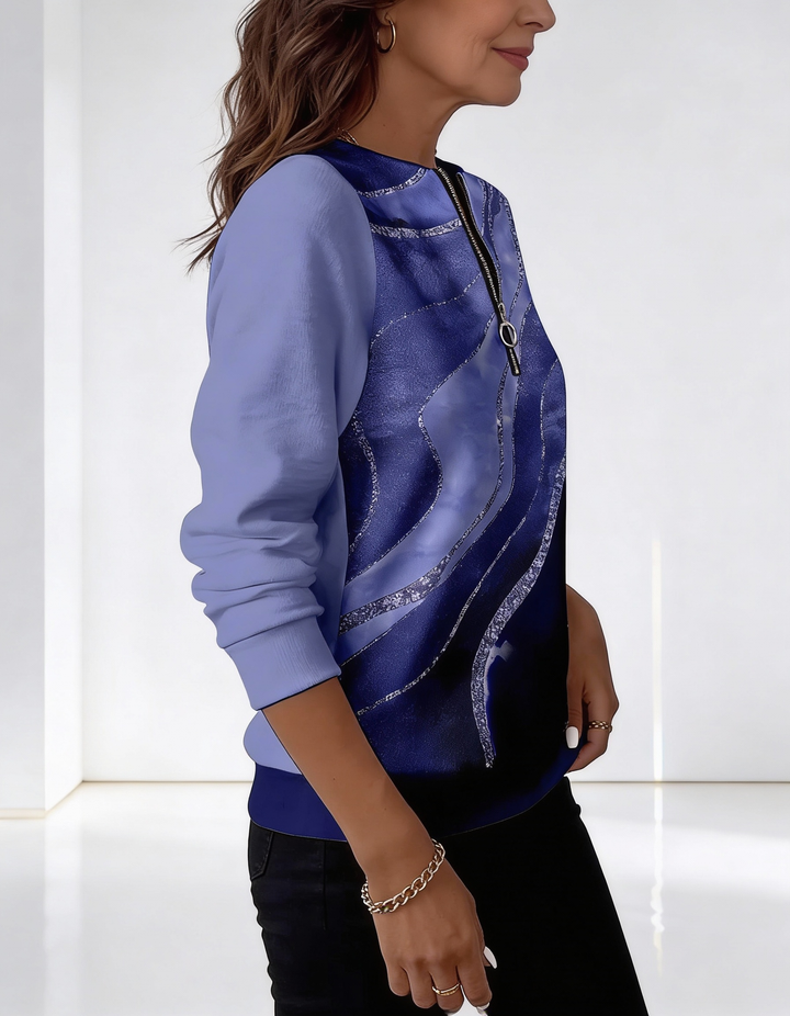 Valeria Brisa™ – Quarter Zip Sweatshirt with Abstract Print