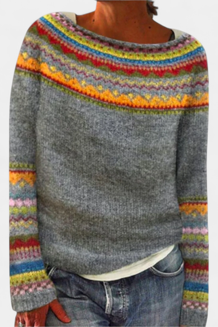 Jolessa Knitted Jumper with Nordic Print