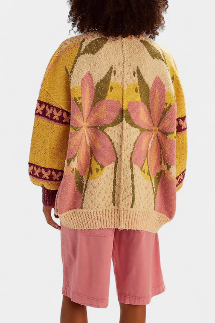 Casey Floral Knit Cardigan with Relaxed Fit