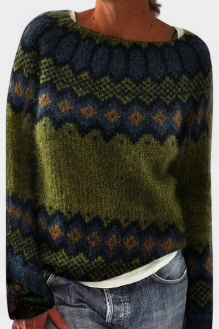 Jolessa Knitted Jumper with Nordic Print