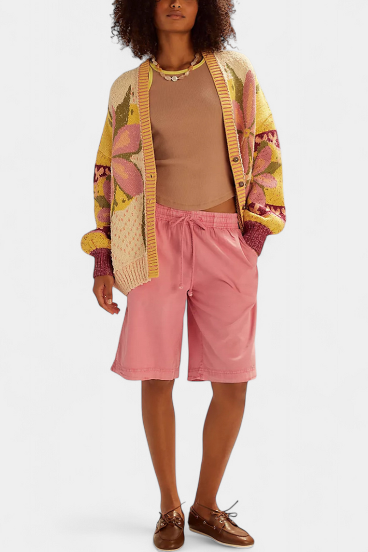 Casey Floral Knit Cardigan with Relaxed Fit