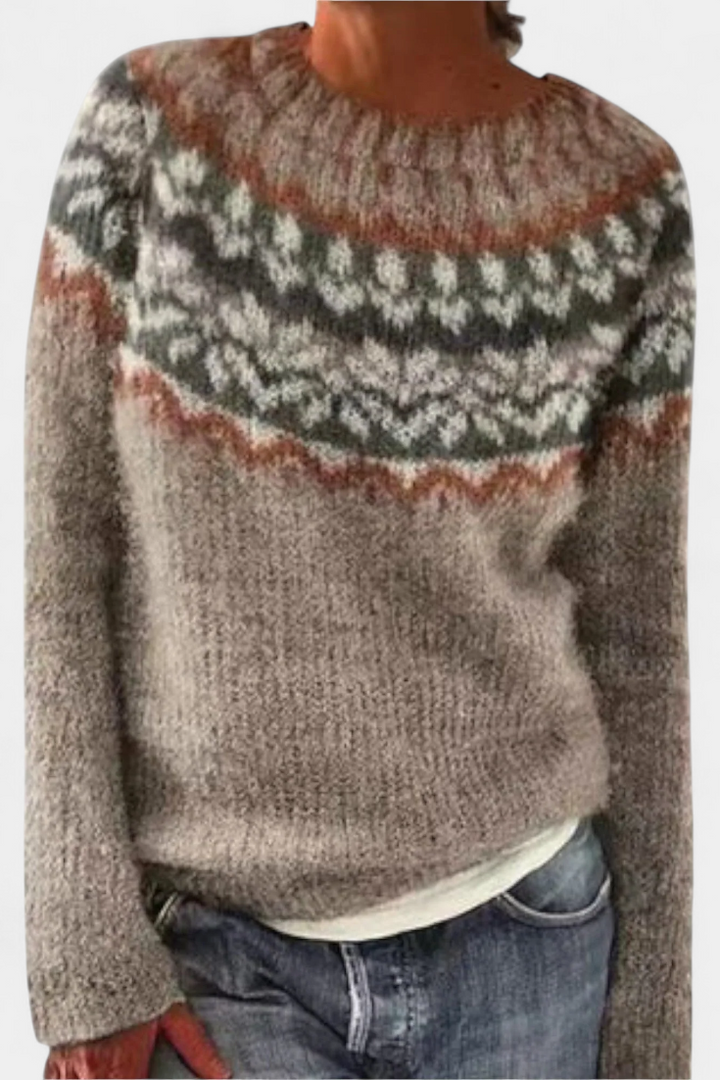 Jolessa Knitted Jumper with Nordic Print
