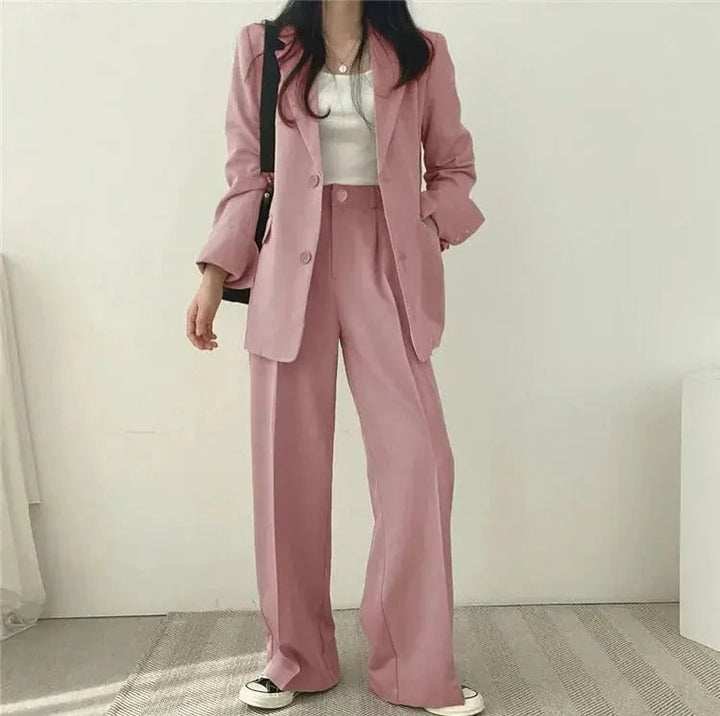 Women’s Tailored Blazer and Wide Leg Trouser Suit Set