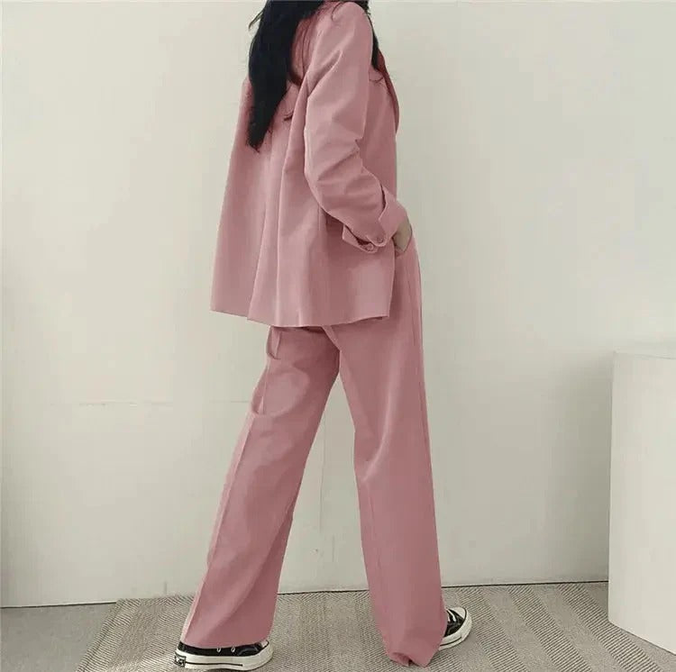 Women’s Tailored Blazer and Wide Leg Trouser Suit Set
