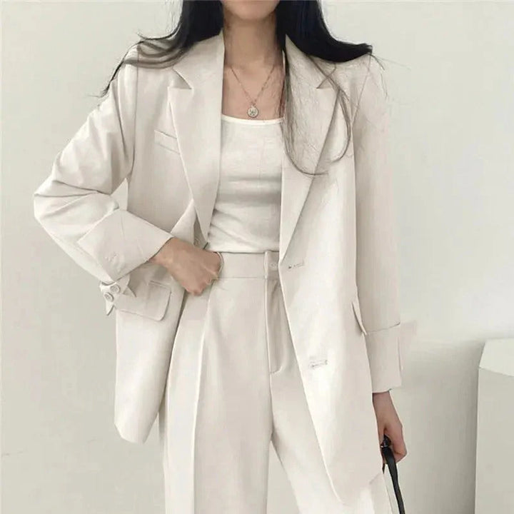 Women’s Tailored Blazer and Wide Leg Trouser Suit Set
