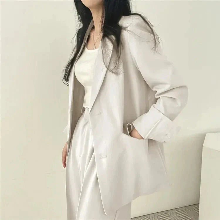Women’s Tailored Blazer and Wide Leg Trouser Suit Set