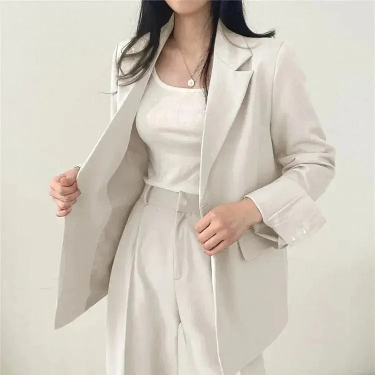 Women’s Tailored Blazer and Wide Leg Trouser Suit Set