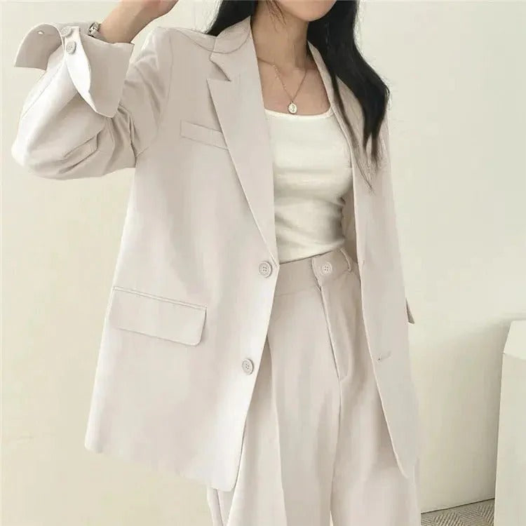 Women’s Tailored Blazer and Wide Leg Trouser Suit Set