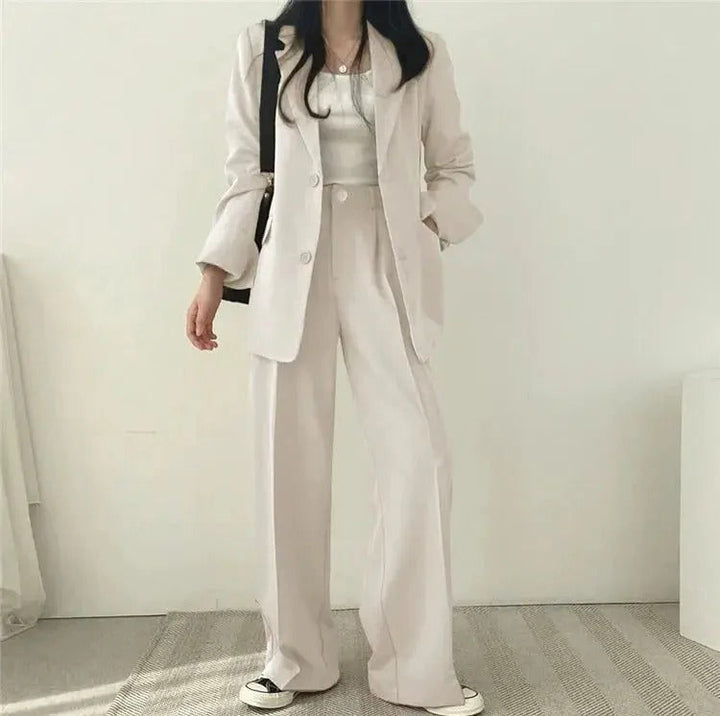 Women’s Tailored Blazer and Wide Leg Trouser Suit Set