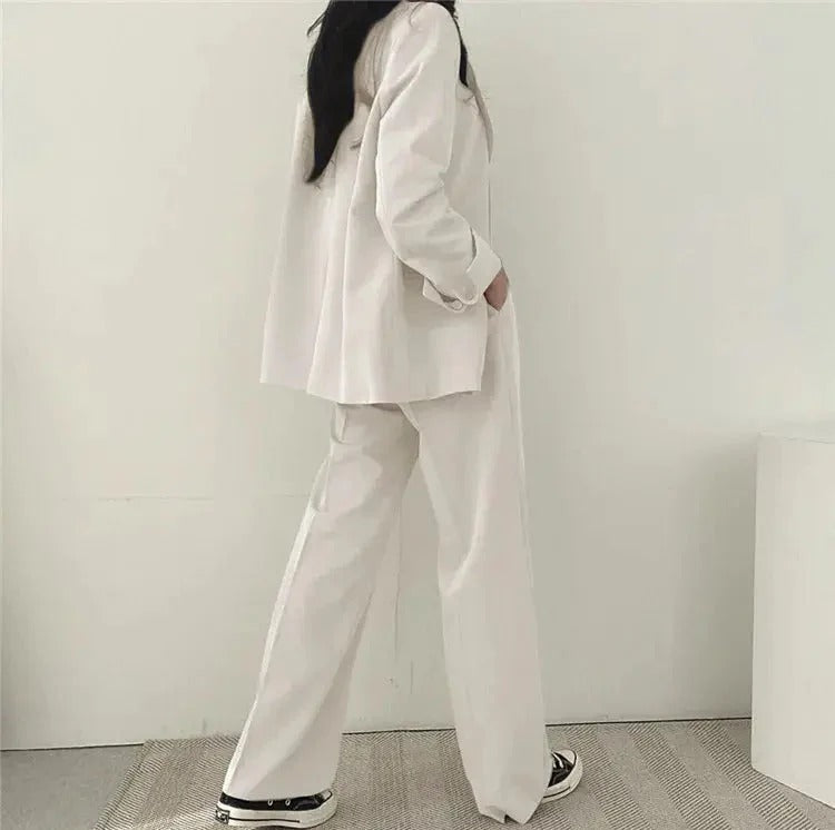 Women’s Tailored Blazer and Wide Leg Trouser Suit Set