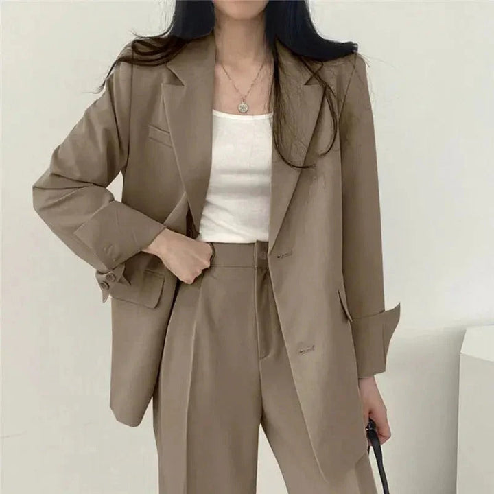 Women’s Tailored Blazer and Wide Leg Trouser Suit Set