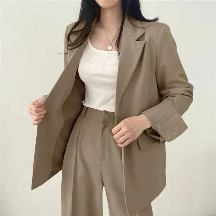 Women’s Tailored Blazer and Wide Leg Trouser Suit Set