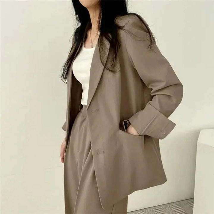 Women’s Tailored Blazer and Wide Leg Trouser Suit Set