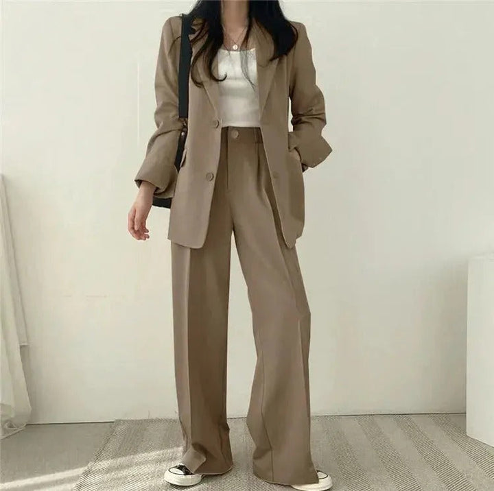 Women’s Tailored Blazer and Wide Leg Trouser Suit Set