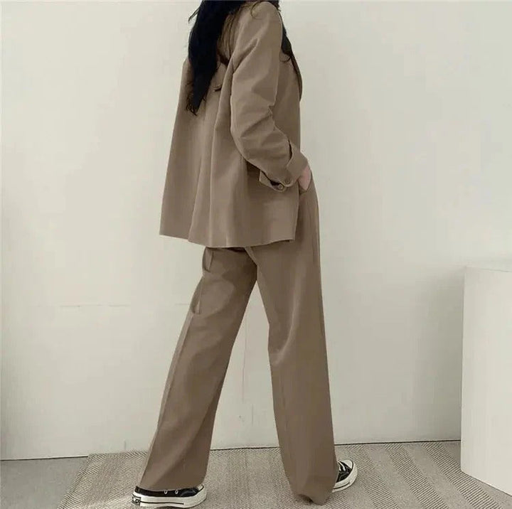 Women’s Tailored Blazer and Wide Leg Trouser Suit Set