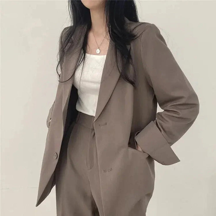 Women’s Tailored Blazer and Wide Leg Trouser Suit Set